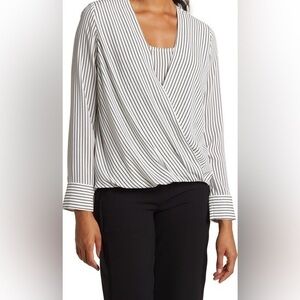 T Tahari Long Sleeve Surplice Wrap Blouse